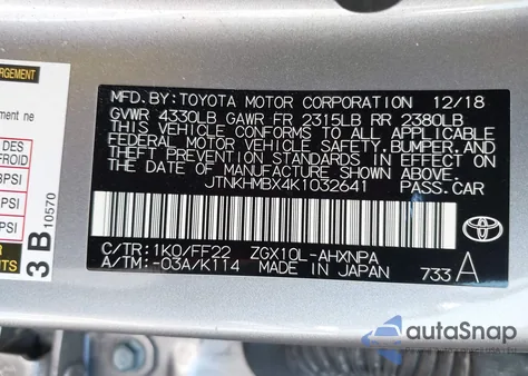 2019 Toyota C-Hr Xle from USA, damaged, VIN JTNKHMBX4K1032641